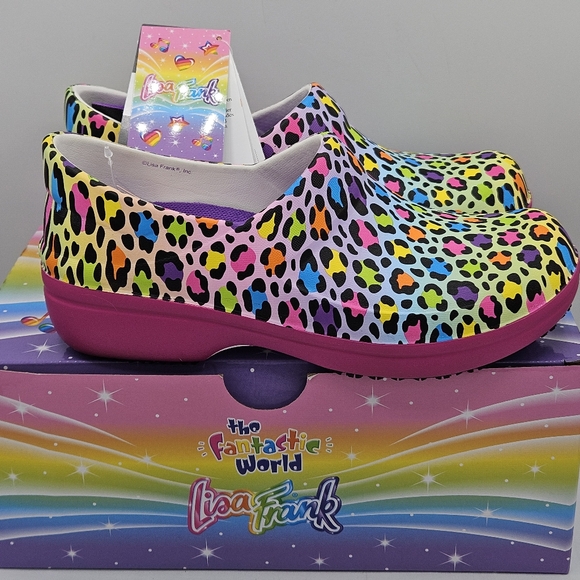 NEW Lisa Frank × CROCS nonmarking, slip resistant cheetah print  clogs size 7 - Picture 6 of 15